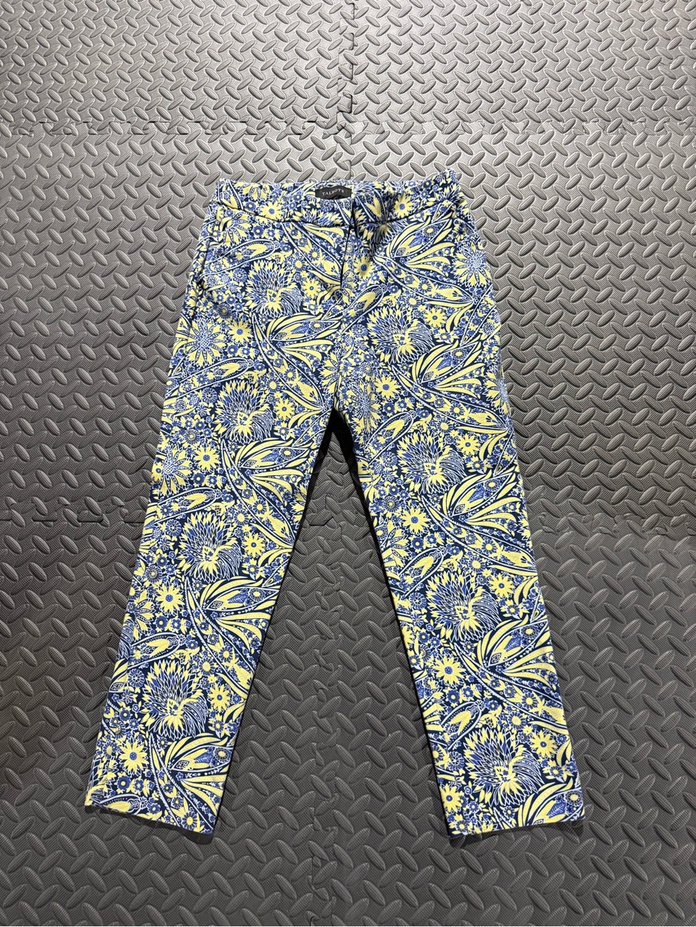 Talbots Yellow and Blue Floral Print Pants